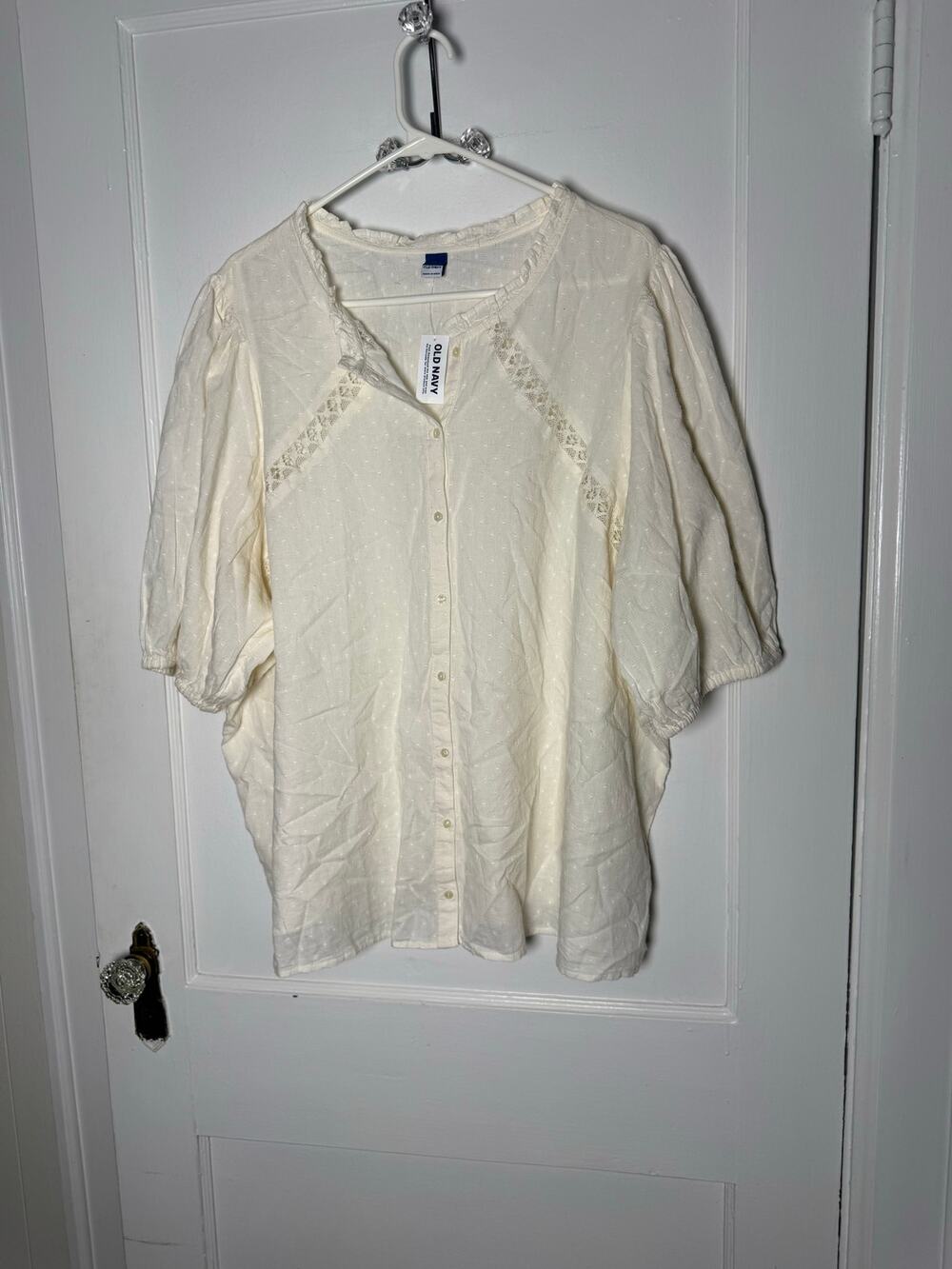 NWT Old Navy 3X Ivory Lace Blouse Cottagecore Romantic Puff Sleeve Prairie Top
